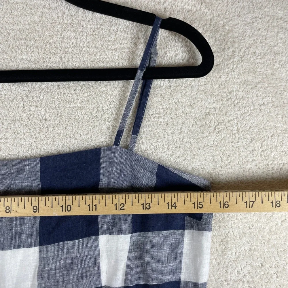 j. crew gingham 100% beauchamps linen capri wide leg jumpsuit 4 coastal preppy